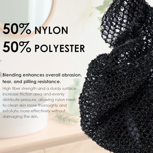 African Net Exfoliating Sponge Case with Silicone Body Brush, Dark Green | 2in1 Quick-Dry Bath Mesh Washcloth Shower Scrubber, Massaging, Cleansing, Skin Smoother, INNERNEED - color: Darkgreen