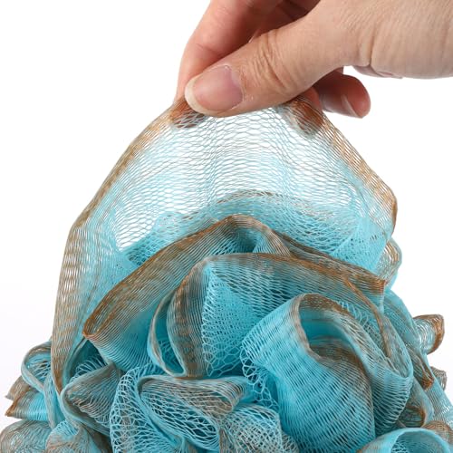 Loofah Sponge 75g/Piece, Mesh Bath Sponge Exfoliating Body Scrubber Ball Pack of 6, Large