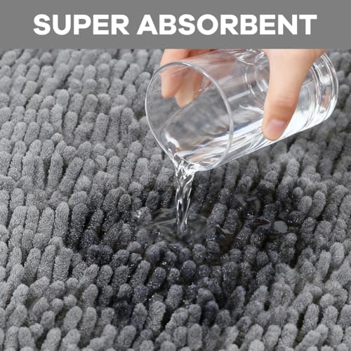 RUN HELIX Toilet Rugs U-Shaped 20x20 Extra Soft Chenille Bath Rugs, PVC Backing Quick Dry, Machine Washable Contour Bathroom Rugs for Toilet Contoured Bath Mats Home Decor Accessories Light Grey - color: Light Grey, size: U20"x20"