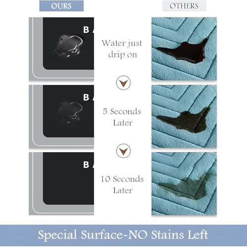 Bath Mat, Quick-Drying Non-Slip Thin Bathroom mat Super Absorbent Bath mats Rug-Bath Mats for Bathroom Floor Bathtub Vanity-Bathmat Bath Rug Easy Care Black 27.5" x15.7" - color: Black