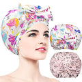 2 PCS Extra Large & Adjustable Shower Caps, Bow Knot Hair Cap | Reusable & Double Layer Bathing Cap for Women, Waterproof Outer & EVA Lining, for Shower, Spa, Makeup, for All Hair Lengths - color: 2-Light-2PS