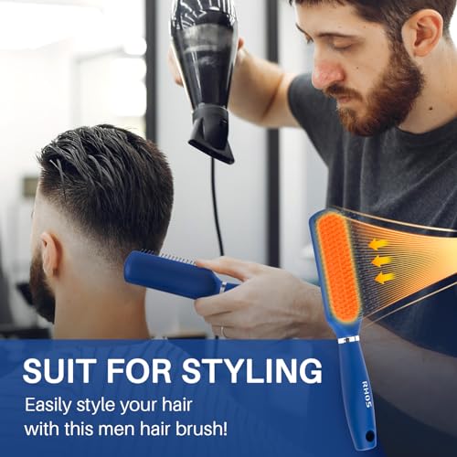 RHOS Hair Brush for Men - Detangler and Styling Brush with Nylon Bristles for Wet and Dry Hair, Massage Function, Suitable for Bangs, Thin, Short, and Thick Hair (1 Pack - Blue) - color: 1 Pack-Blue