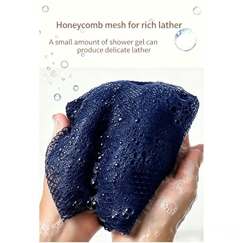 Exfoliating Bath Towel Set for Women Strong Cleaning Back Scrubber - color: Blue