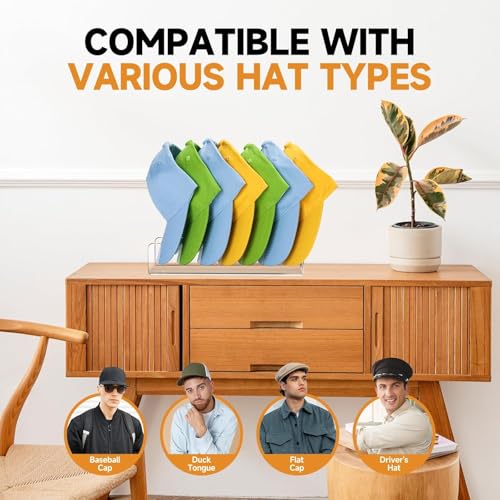 Acrylic Baseball Cap Organizer Rack 4-Pack - Holds 28 Hats, No Install Space Saving Display Stand for Closet, Bedroom, Entryway (Clear) - size: 4pack