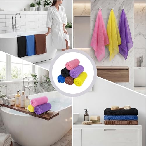African Bath Sponge African Net Long Net Bath Sponge Exfoliating Shower Body Scrubber Back Scrubber Skin Smoother,Great for Daily Use,6 Colors - color: Black,blue,coffee,purple,yellow,pink