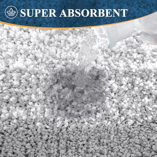 Bsmathom Bathroom Rugs Sets 3 Piece, Non-Slip Absorbent Bath Mats, Plush Shaggy Microfiber Bath Rug with U-Shaped Contour Toilet Mat Machine Washable, Light Grey - color: Light Grey, size: 18"x26"+18"x48"+U Shape 20"x24"