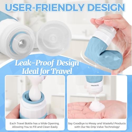 16Pack Travel Bottles for Toiletries, TSA Approved Travel Size Toiletries Containers Set, Silicone Leak Proof Refillable Bottles Elastic Sleeves Creams Jars Accessories Kit W/Clear Bag (Bright) - color: Bright