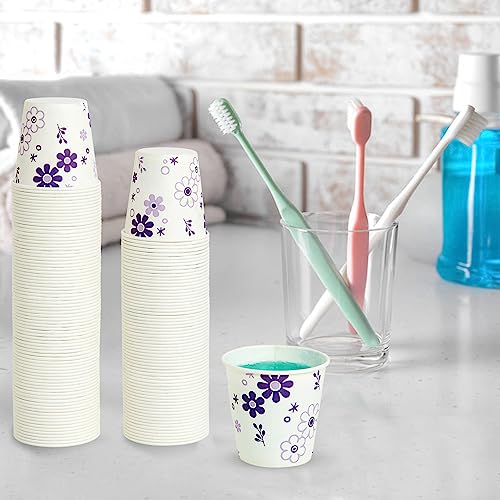 [600 Pack] 3oz Disposable Bathroom Cups, Paper Mouthwash Cups, Cold Disposable Drinking Cup for Party, Picnic, BBQ, Travel, and Event, Purple Floral - color: JP-3-ZB01-600-P