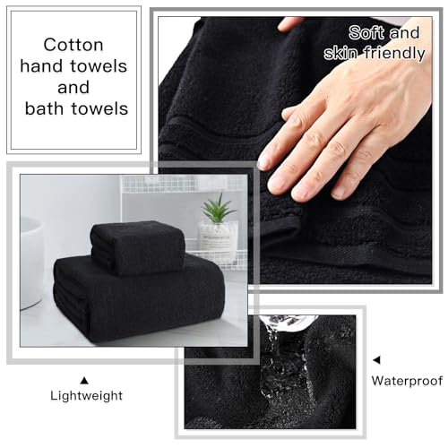 32PCS Bathroom Accessory Set Black Bathroom Accessories Bathroom Set, Shower Curtain Set, 2 Piece Bath Towel Set, 3PC Soap Dispenser, Toilet Brush & Trash Can - size: Bath Set+Oil Paint Shower Curtain+Towel Set, style: Black