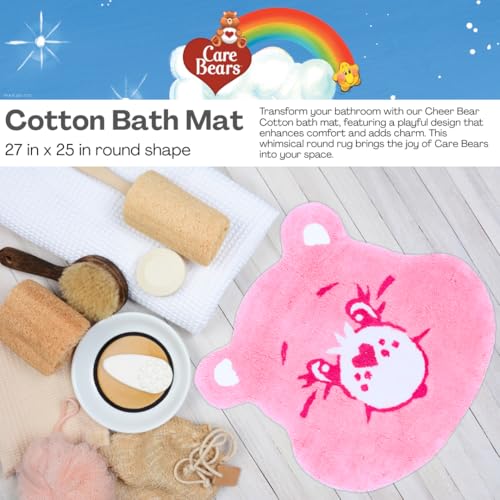 Care Bears Cheer Bear Pink Cotton Non Slip Plush Bathroom Mat Rug (Officially Licensed Product) By Franco - color: Care Bears