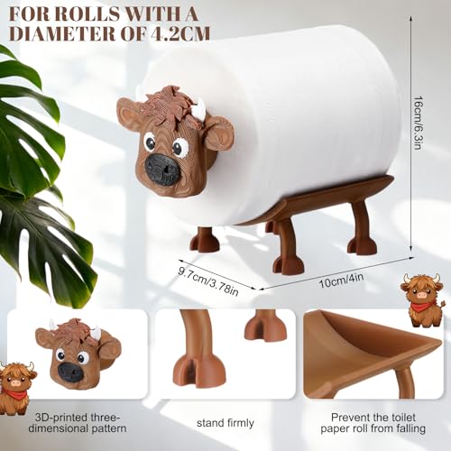Blushtier Highland Cow Toilet Paper Holder Highland Cow Bathroom Decor 3D Printing Funny Cute Free Standing Toilets Storage for Bathroom Kitchen Bedroom Decor