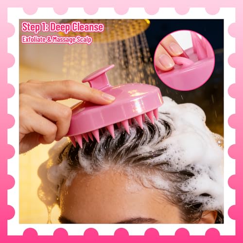 SIMPOR Hair Oil Applicator and Scalp Massager, 3 Pcs Wash Day Kit with Detangling Brush and Root Comb Applicator Bottle for Scalp Care, Deep Cleaning and Hair Dye
