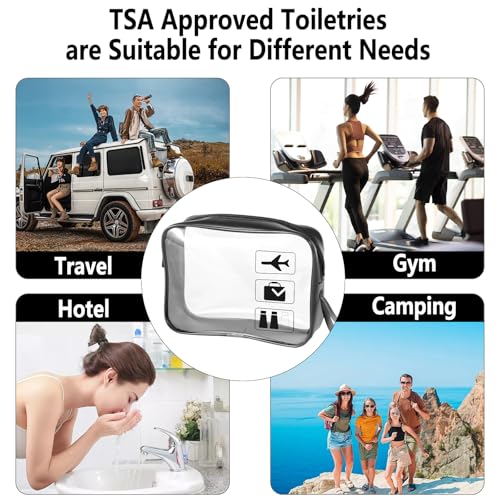 TSA Approved Toiletry Bag 3Pcs - 3 Pack Clear Travel Bags for Toiletries, Carry on Airport Airline Compliant Bag,Black - color: 3PCS-Black