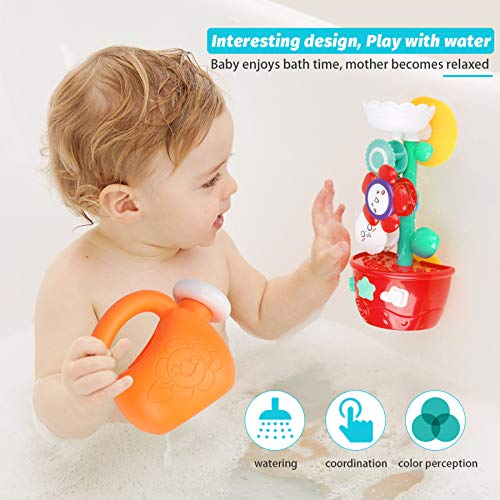 Girl Bath Toys for Kids 1-3 Bathtub Toys for Toddlers Water Tub Toys for Babies 1 2 3 Year Old Girls Boys Gifts with 1 Mini Sprinkler 2 Toys Cups Gifts Ideal with Color Box - style: Flower Bath Toys