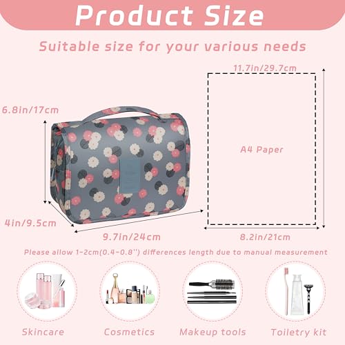 Toiletry Bag Travel Bag with Hanging Hook, Waterproof Capacity Hanging Multifunctional Makeup Bag for Toiletries, Portable Cosmetic Bag Travel Organizer for Women and Men(Blue Flower) - color: C3-Blue Flower