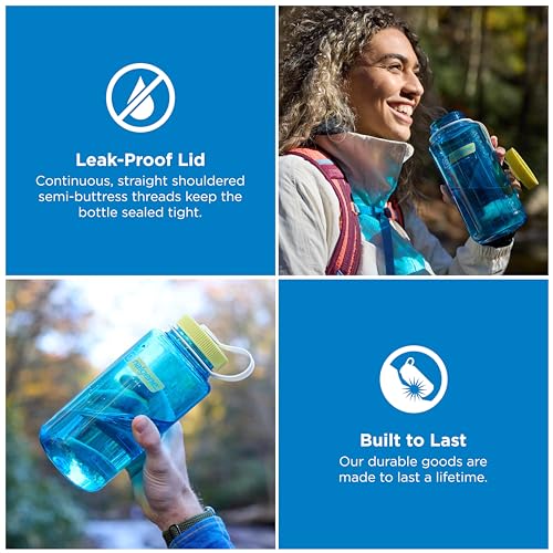 Nalgene 32 oz Wide Mouth Water Bottle | BPA-Free, Durable & Leak Proof, Lightweight Bottle for Hiking & Gym, Work & Travel - color: Blue Atoll w/ Endive, size: 32 Ounces