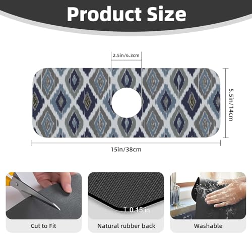 Boho Retro 15" X 5.5" Kitchen Sink Splash Guard Faucet Faucet Guard Draining Mat Sink Splash Guard Faucet Kitchen Bathroom - color: Boho Retro