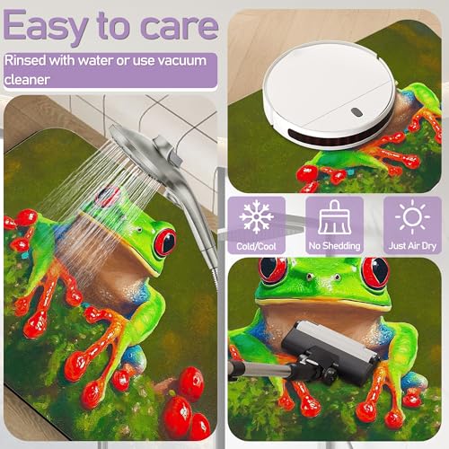Tree Frog Bath Mat, Water Absorbent Quick Dry Thin Bathroom Floor Mat, Rug for Bathroom Kitchen 17"x30" - color: Tree Frog