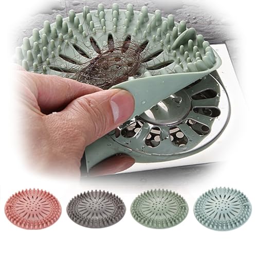 Hair Catcher Drain Cover Set for Shower Sink Floor Use Silicone Hair Stopper in Multiple Shapes Colors for Home Cleaning(Multicolor,Round) - color: Multicolor,round, size: F
