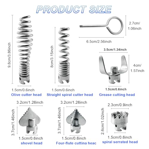 7 Pcs Drain Cleaner Combination Cutter Head Set 16mm Drain Snake Drill Attachment for Ridgid k50 K400 Pipeline Dredging Machine