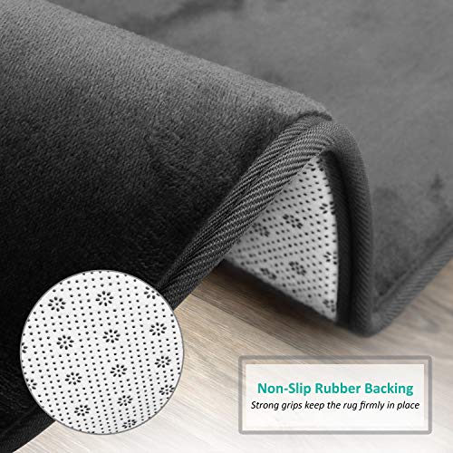 Clara Clark Bathroom Rugs, Velvet Memory Foam Bath Mat, Non-Slip, Machine Washable Bath Rugs - Dries Quickly, Ultra Soft Plush Bath Mats for Bathroom, 20 x 32, Black - color: Black, style: 20 x 32