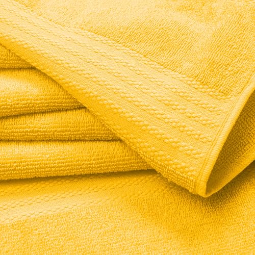 GLAMBURG Ultra Soft 8-Piece Towel Set - 100% Pure Ringspun Cotton, Contains 2 Oversized Bath Towels 27x54, 2 Hand Towels 16x28, 4 Wash Cloths 13x13, Ideal for Everyday use, Hotel & Spa- Mustard Yellow - color: Mustard Yellow, size: 8 Piece Towel Set