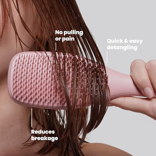 Tangle Teezer Ultimate Detangler Brush, Straight to Wavy, Summer Rose | Patented two-tier, regular-flex teeth reduce breakage & split ends on wet or dry hair; Shower-friendly hairbrush for all ages - color: Summer Rose