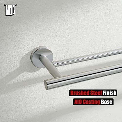 JQK Double Bath Towel Bar, 30 Inch 304 Stainless Steel Thicken 0.8mm Towel Rack for Bathroom, Towel Holder Brushed Finished Wall Mount, Useable Length 27 Inch, TB100L27-BN - color: Brushed, size: 30 Inch