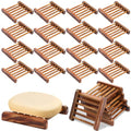 Amyhill 25 Pcs Bamboo Wood Soap Dish Bulk Bathroom Wooden Soap Holder Savers Self Draining Dishes Handcraft Tray, 3.3 x 3.3 x 0.67 Inch (Charcoal Color) - color: Charcoal Color