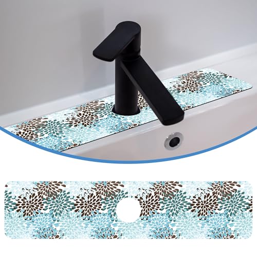 Faucet Mat Splash Guard Colorful Rain Drop, Soft Diatom Mud Material, Strong Water Absorption, Non-slip,Easy to Clean for Bathroom, Kitchen 23.5"X5.5"