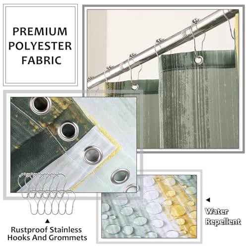 XLHOMO Bathroom Set - Sage Green Bathroom Accessories Set, Bathroom Sets with Shower Curtain and Rugs, Sage Green Shower Curtain Set with Bathroom Trash Can, Soap Dispenser, Soap Dish for Home Decor - color: Plaid Sage Green & Gold, size: Complete Set + B