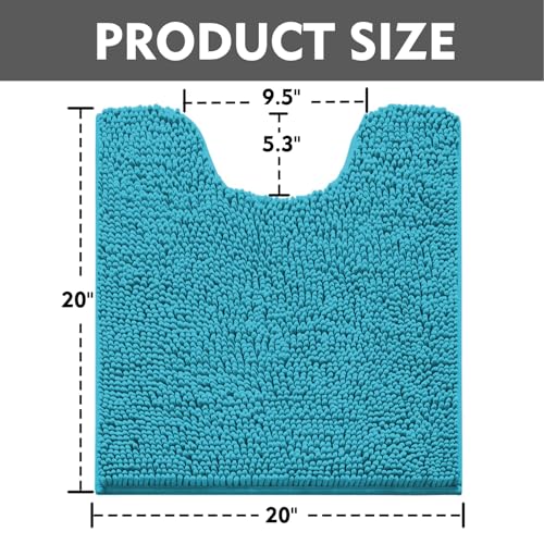 RUN HELIX Toilet Rugs U-Shaped 20x20 Extra Soft Chenille Bath Rugs, PVC Backing Quick Dry, Machine Washable Contour Bathroom Rugs for Toilet Contoured Bath Mats Home Decor Accessories Teal - color: Teal Blue, size: U20"x20"