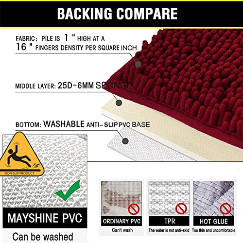 BOANKODU Bathroom Rugs Sets 2 Piece, Extra Soft Chenille Bath Mat Absorbent Bathroom Rug, Bathroom Mat with Sturdy PVC Non-Slip Bottom, Machine Washable Bath Rugs (Burgundy) - color: Burgundy, size: 16" x 24" + 20" x 32" (Rectangular)