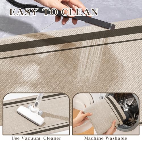 chakme Bathroom Rug Sets 3 Piece, Ultra Thin Bath Mat Absorbent, Non Slip, Machine Washable, Light Beige, 17" x 24" / 17" x 30" / 17" x 59 - color: Light Beige, size: 3-Piece (17" x 24" / 17" x 30" / 17" x 59")