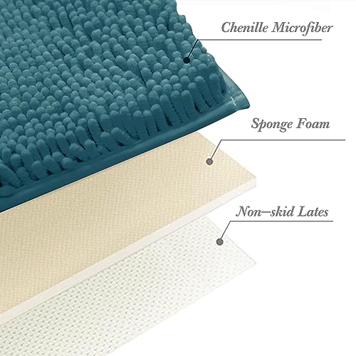 Non-Slip Bath Rug,Extra Soft Microfiber Bedroom Shag Carpet with Anti-Slip Backing,Water/Dust Absorbent Fast Dry Shower Mat,Sound Insulated Stairs Pad,Machine Washable (Turquoise,12 x 24 Inches) - color: Turquoise, size: 2' x 1' (Rectangular)