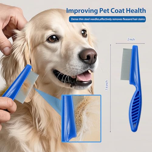 NVNAN 5-Piece Dog Grooming Brush Set with Grooming Gloves | Includes deshedding comb, shampoo brush, and pet hair removal tools for shedding, bathing, and brushing - color: Blue-4