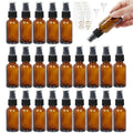 STARSIDE 24-Pack 1oz Amber Glass Spray Bottles with Fine Mist Sprayer | 30ml Glass Travel Bottles for Essential Oils, Cleaning Solutions, Perfumes & Liquids, Sample; Includes Funnels, Labels, Brush - size: S
