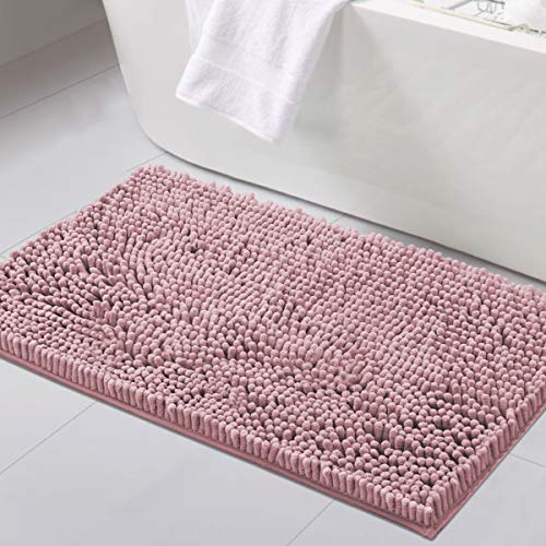 H.VERSAILTEX Bathroom Rugs Bath Mat Bath Rugs Bath Mats for Bathroom Non Slip Extra Thick Buncy Soft Chenille Bath Rug Fulffy Shag, Indoor Rug Carpet for Entry Living Room (Coral Pink, 20" x 32") - color: Coral Pink, size: 20" x 32"
