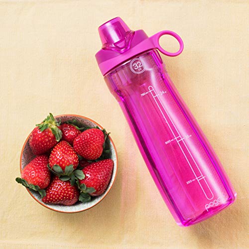 Pogo BPA-Free Plastic Water Bottle with Chug Lid, Fuchsia, 32 oz. - color: Fuchsia, size: 32 Ounces