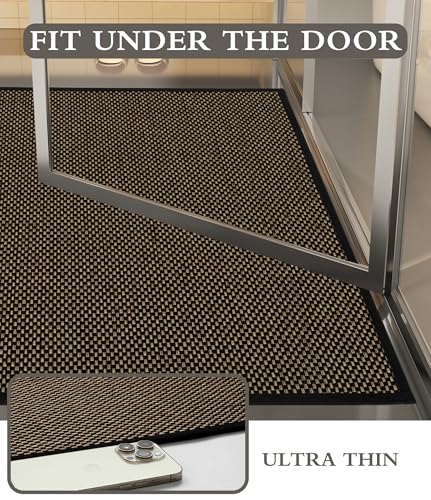 YIHOUSE Bathroom Rugs Sets 3 Pieces, Black Ultra Thin Bath Mats Fit Under Door, Absorbent Quickly Dry Rubber Backing Braided Bath Mat Set, Non Slip Washable Bath Rugs for Bathroom Floor, Black - color: Black, size: 3pieces