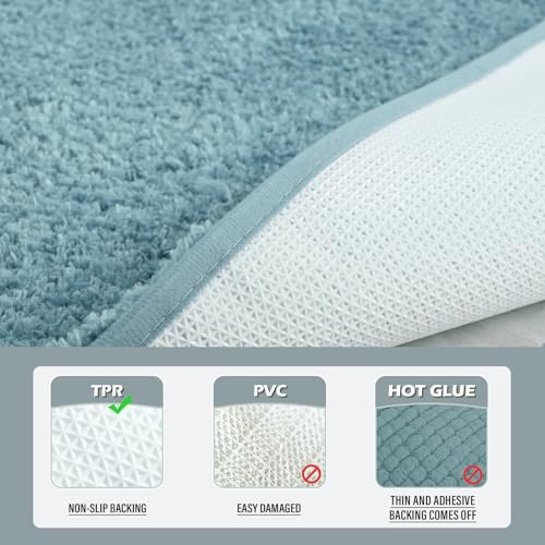 HOMORE Bathroom Rug Set 2 Piece, Soft Absorbent Bath Mats Set,Machine Washable Spa Blue Bath Rug Sets for Bathroom Non Slip,(21"x34"+21"x21") Plush Shaggy U Shape Contour Toilet - color: Spa Blue