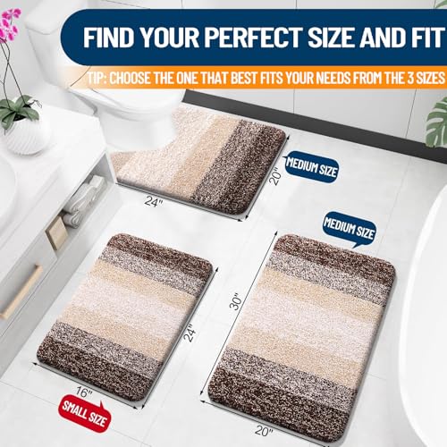 OLANLY Small Bathroom Rugs Mat 24x16, Extra Soft Absorbent Microfiber Bath Rugs, Rubber Backing, Quick Dry, Machine Washable Bath Mats for Bathroom Floor, Tub and Shower, Home Decor Accessories, Brown - color: Brown, size: 24" X 16"