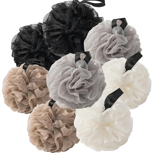 Loofah Sponges for Shower,Neutral Family 8 Pack - Black (x2), Gray (x2), Beige (x2) & Khaki (x2) - color: Neutral Family, size: 1 Count (Pack of 8)