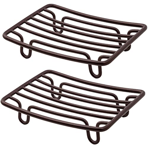Bar Soap Dish Holder for Shower Bathroom Stainless Steel Rust Proof Self Draining, Bronze-2 Pack - color: Bronze-rectangular 2p