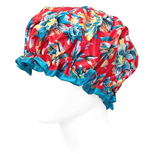 allydrew Reusable Women's Waterproof Shower Caps for Long Hair, Exotic Floral - color: Exotic Floral