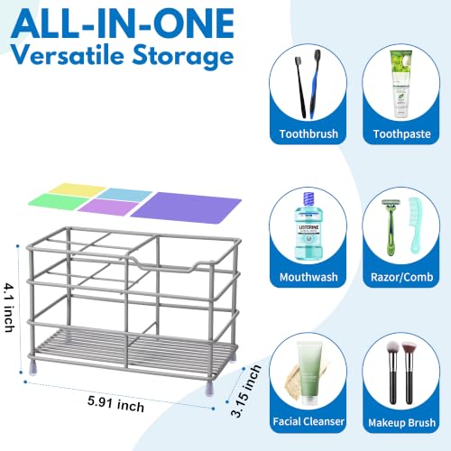Urbanstrive 304 Stainless Steel Bathroom Toothbrush Holder Toothpaste Holder Stand Bathroom Accessories Organizer (Grey, Large) - color: Grey, size: Large