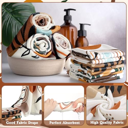 Tatuo 8 Pcs Mid Century Shower Curtain Set Boho Theme Bathroom Accessories Sets Decor Minimalist Modern Waterproof Shower Curtain with Towels Carpet Bath Mat Toilet Rugs and 12 Hooks - style: Boho