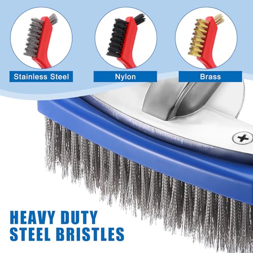 Sliner 6 Pcs Pool Cleaning Kit 5 Inch Stainless Steel Pool Brush Pumice Stone Metal Wire Bristles Srubber Calcium Remover for Swimming Build-up on Tiles, Rust Stains on Concrete Walls