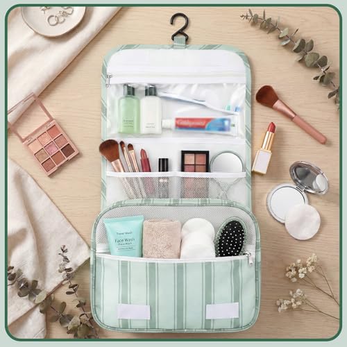 Pengxiaomei Toiletry Bag for Women, Waterproof Hanging Cosmetic Bag Portable Makeup Pouch Multifunction Handle Travel Toiletry Bag for Teen Girl Gifts (Sage Green) - color: Sage Green