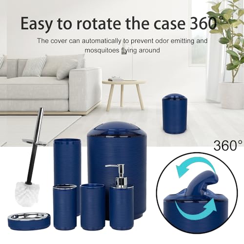CERBIOR Bathroom Accessories Set 6 Piece Bath Ensemble Includes Soap Dispenser, Toothbrush Holder, Toothbrush Cup, Soap Dish for Decorative Countertop and Housewarming Gift (Blue) - style: Blue